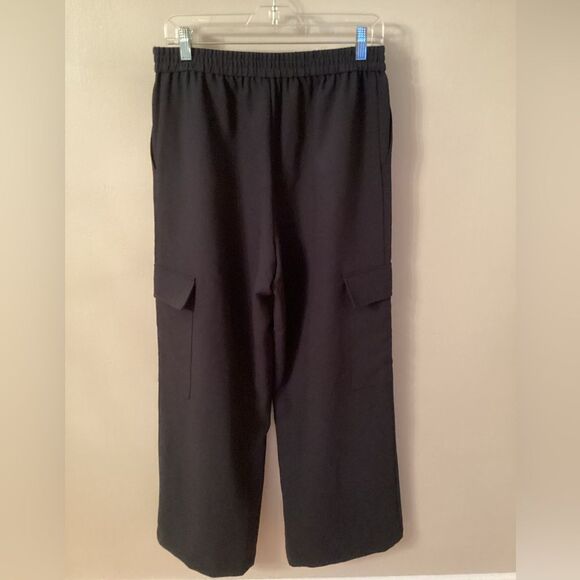 WAYF SIZE MEDIUM BLACK HIGH RISE WIDE LEG CARGO TROUSERS - Picture 3 of 9